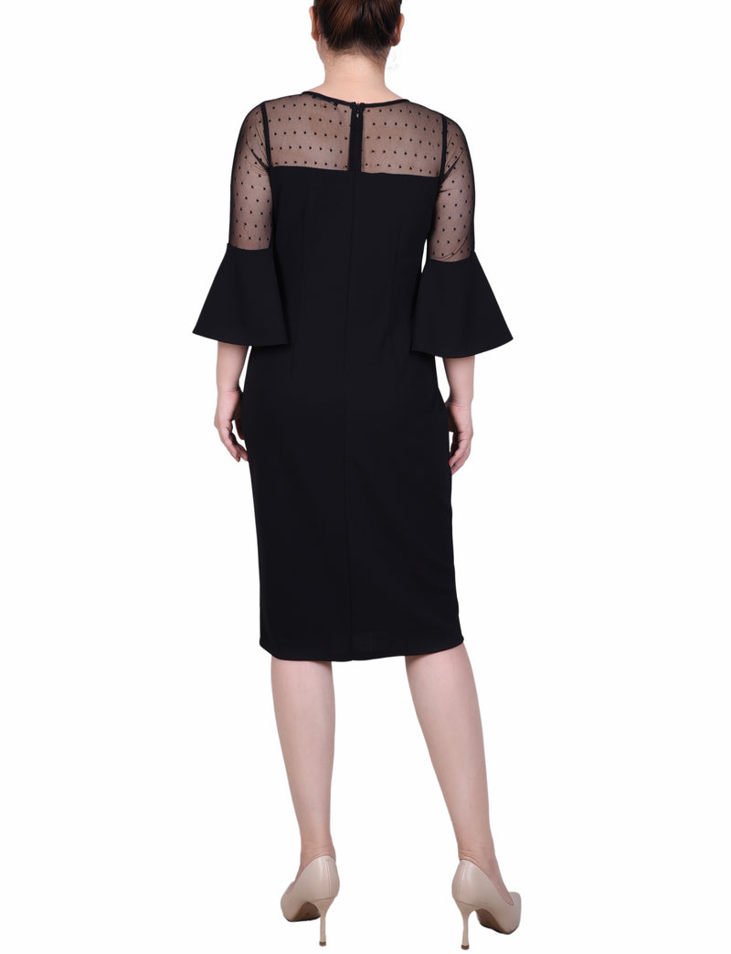 Ny Collection Women's Illusion Neck Scuba Dress - Ivory - Size S Ny Collection Women's Illusion Neck Scuba Dress - Ivory - Size S