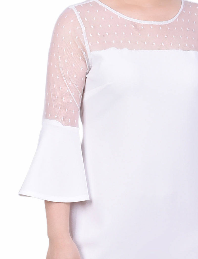 Ny Collection Women's Illusion Neck Scuba Dress - Ivory - Size S Ny Collection Women's Illusion Neck Scuba Dress - Ivory - Size S