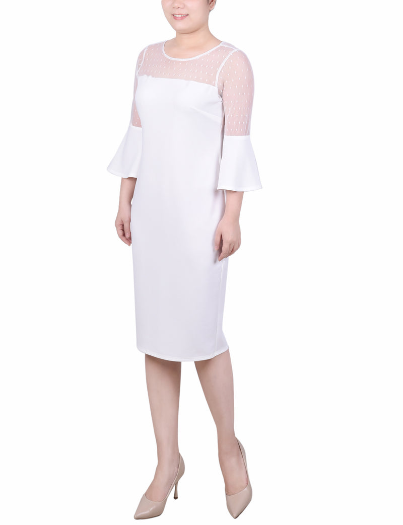 Ny Collection Women's Illusion Neck Scuba Dress - Ivory - Size S Ny Collection Women's Illusion Neck Scuba Dress - Ivory - Size S