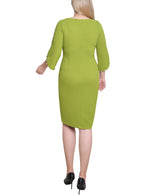 3/4 Pearl-Detail Petal Sleeve Dress