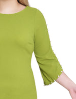 3/4 Pearl-Detail Petal Sleeve Dress
