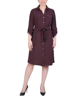 Long Roll Tab Sleeve Shirtdress