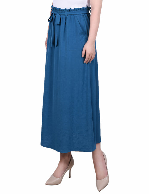 Ankle Length Belted A-Line Skirt