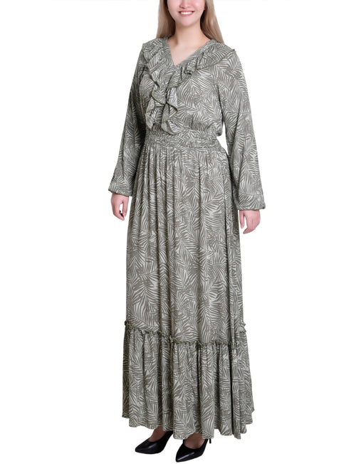 Ruffle-Neck Maxi Dress