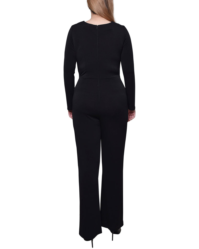 Long Sleeve Crepe Knit Jumpsuit