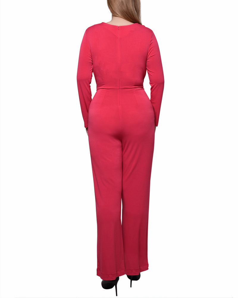 Long Sleeve Crepe Knit Jumpsuit