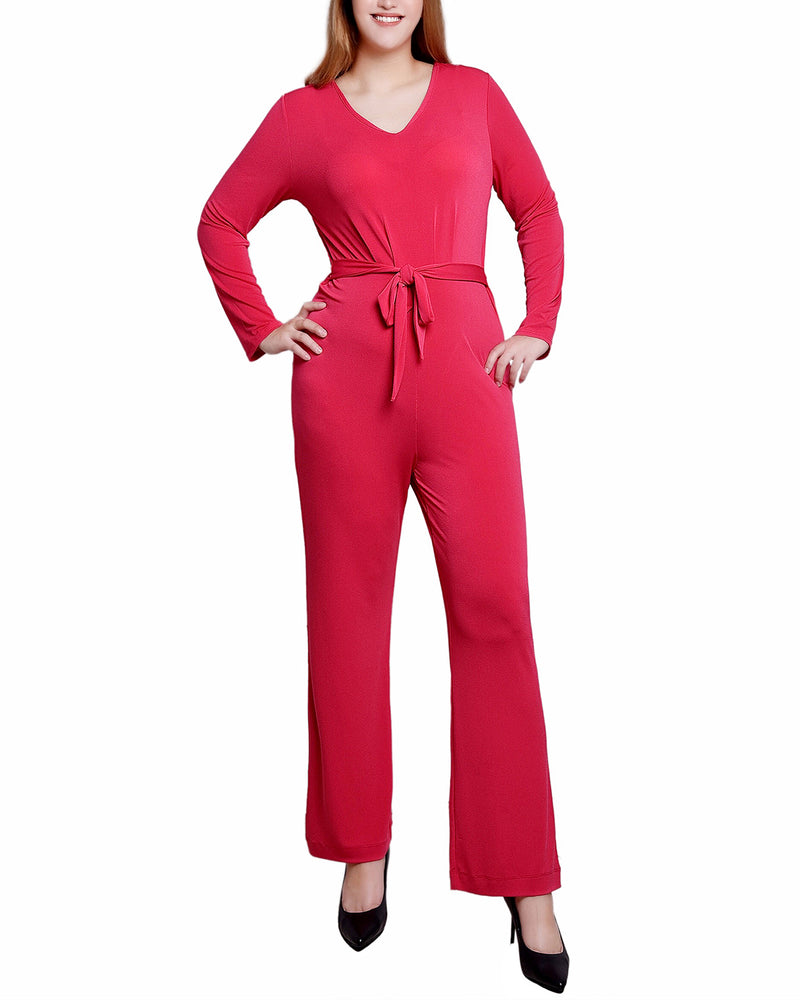 Long Sleeve Crepe Knit Jumpsuit