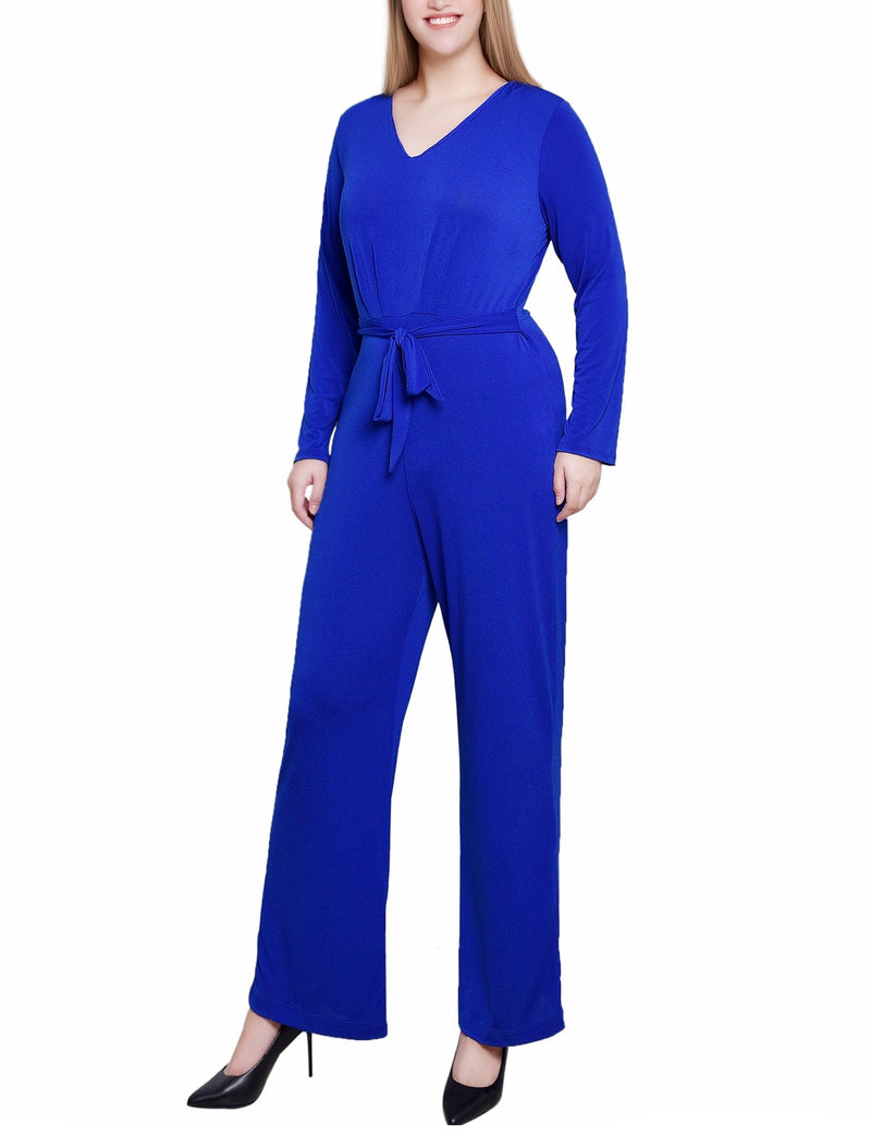 Long Sleeve Crepe Knit Jumpsuit