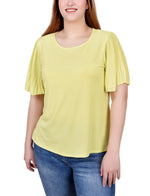 Pleated-Sleeve Top