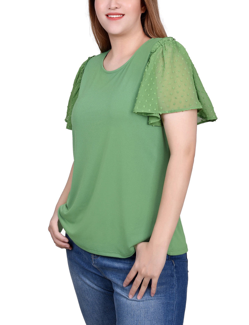 Clip Dot Flutter Sleeve Top