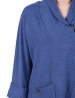 Long Sleeve Shawl Collar Top With Pockets