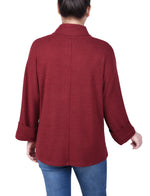 Long Sleeve Shawl Collar Top With Pockets