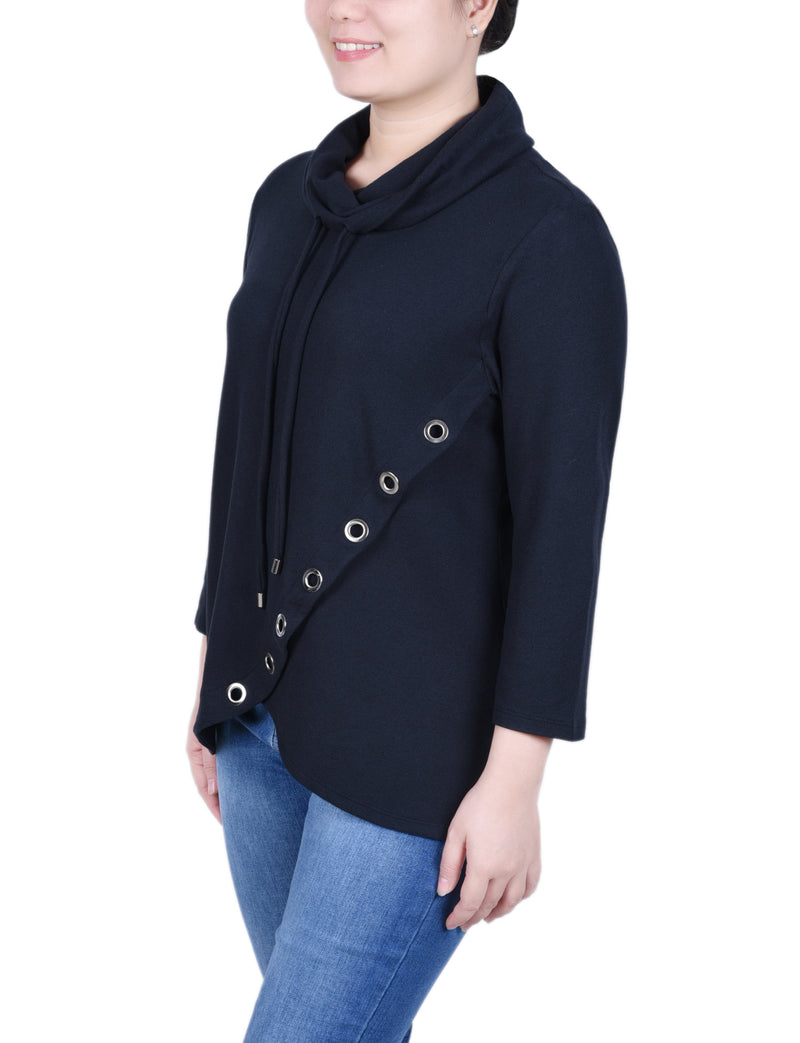 3/4 Slv Top With Grommet Hem