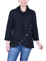 3/4 Slv Top With Grommet Hem