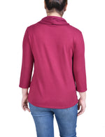 3/4 Slv Top With Grommet Hem