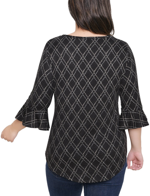 3/4 Bell Sleeve Top With Hardware
