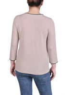 3/4 Sleeve Piped Top