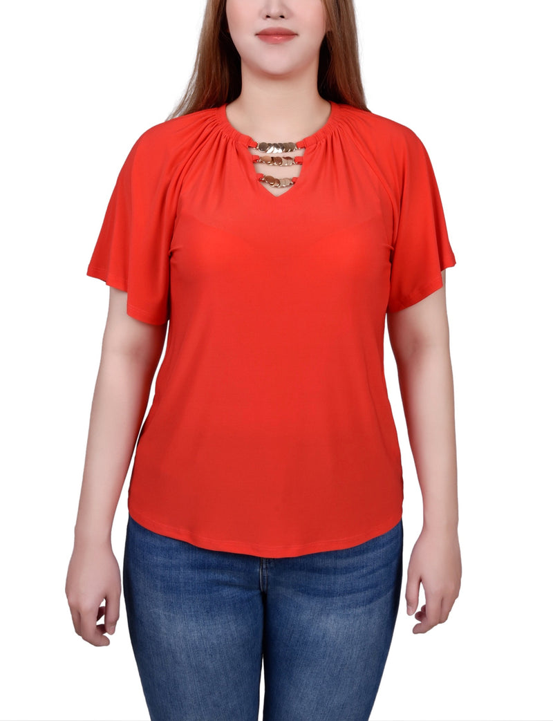 Raglan Sleeve Top With Chain Details