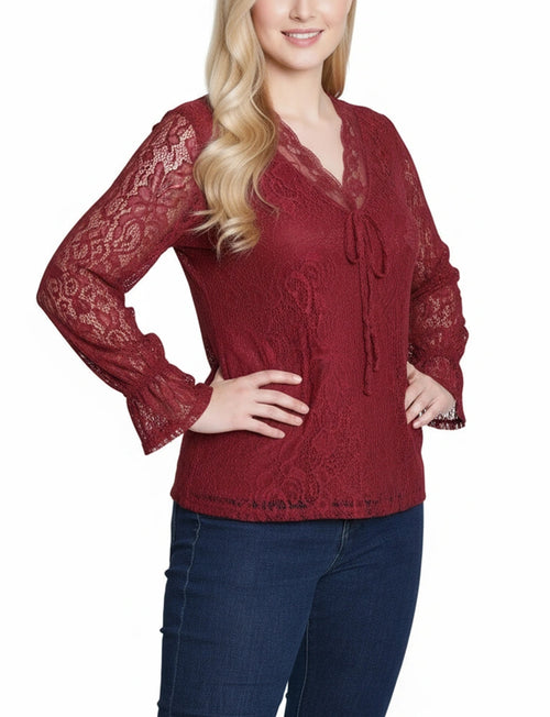 Long Bell Sleeve Lace Blouse