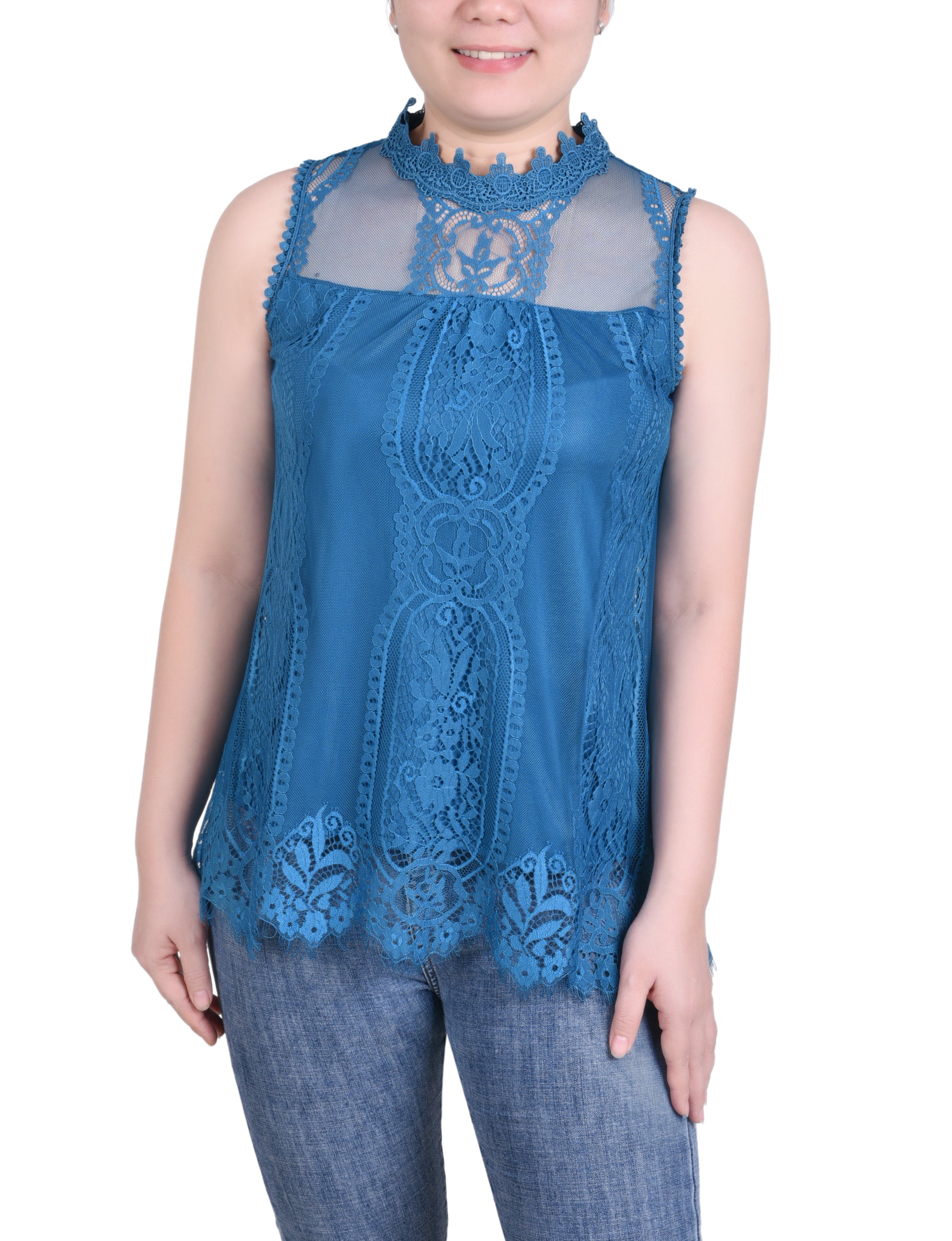 Missy Sleeveless Mock Neck Lace Top – NY COLLECTION