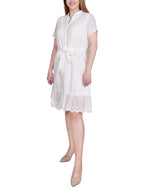 Short Sleeve Eyelet Flounced Dress