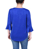 3/4 Bell Sleeve Top With Hardware