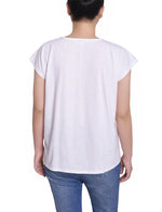Embroidered Yoke Extended Sleeve Top