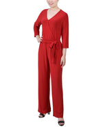 3/4 Sleeve Belted Jumpsuit