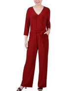 3/4 Sleeve Belted Jumpsuit