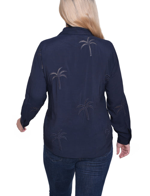 Long Sleeve Palm Tree Blouse