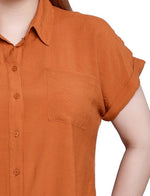 Short Sleeve Woven Front/Jersey Back Top