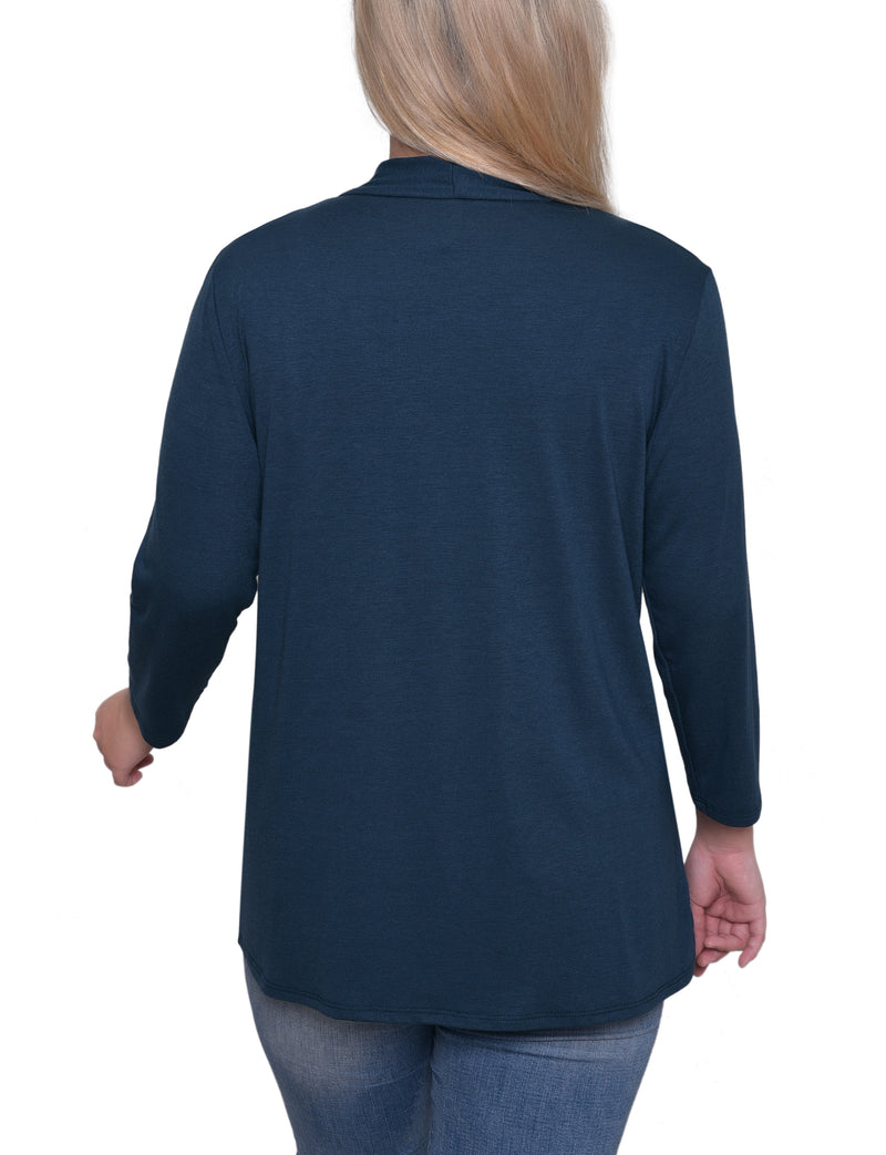 Solid 3/4 Sleeve Cardigan