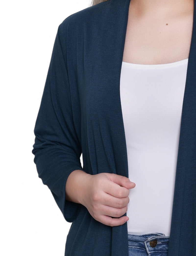 Solid 3/4 Sleeve Cardigan