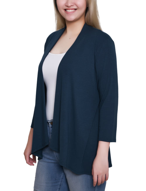 Solid 3/4 Sleeve Cardigan