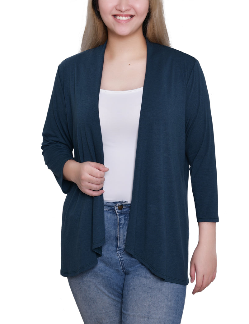 Solid 3/4 Sleeve Cardigan