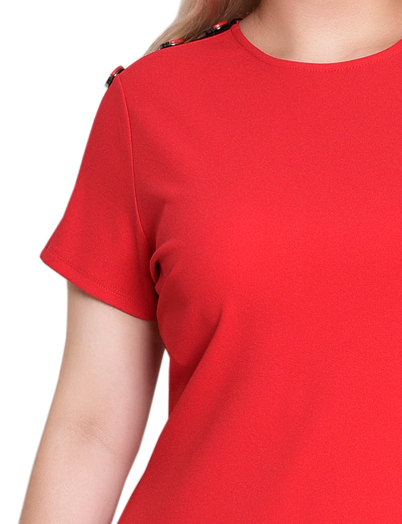 Short Sleeve Assymetrical Hem Dress
