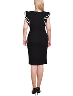 Ruffle Sleeve Dress With Contrast Tipping