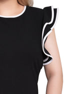 Ruffle Sleeve Dress With Contrast Tipping