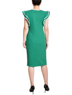 Ruffle Sleeve Dress With Contrast Tipping