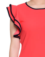 Ruffle Sleeve Dress With Contrast Tipping