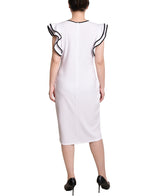 Ruffle Sleeve Dress With Contrast Tipping