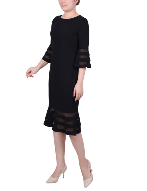 Shadow Stripe Elbow Sleeve Dress