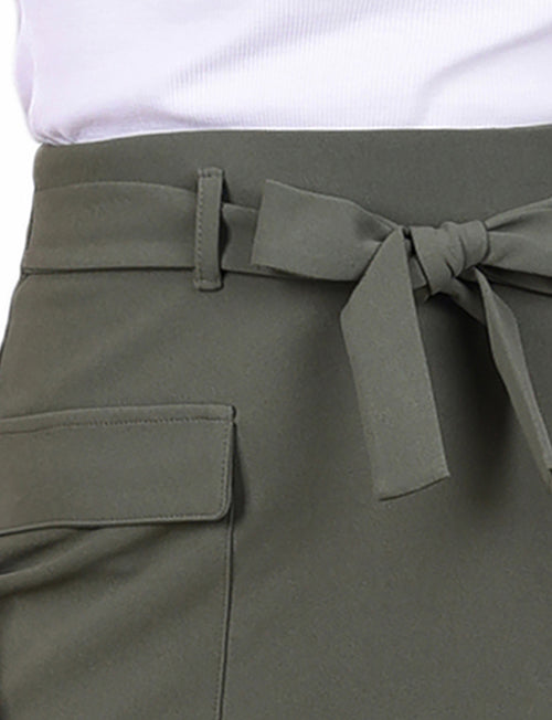 Slim Belted Scuba Crepe Skirt