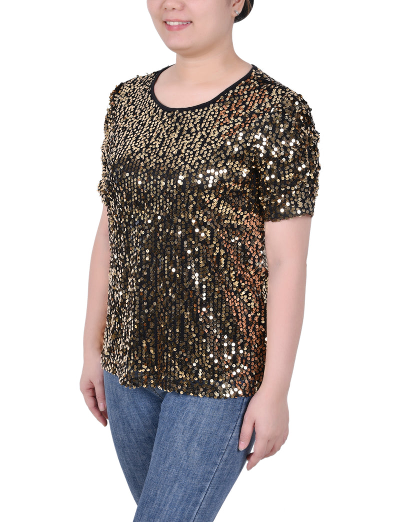 Short Sleeve Sequined Top