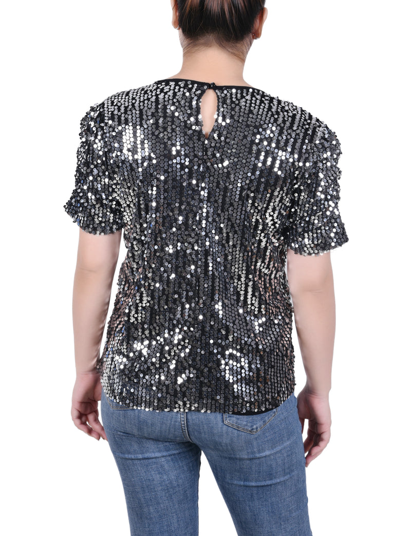 Short Sleeve Sequined Top