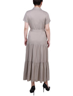 Short Sleeve Midi Twill Dress