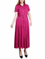 Short Sleeve Midi Twill Dress