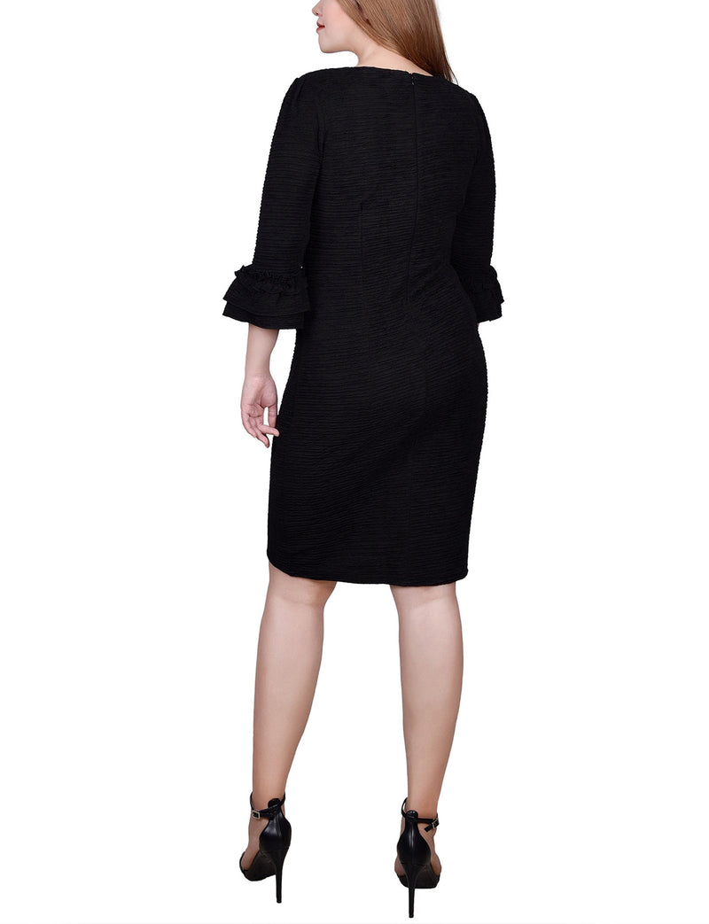 3/4 Sleeve Textured Knit Dress