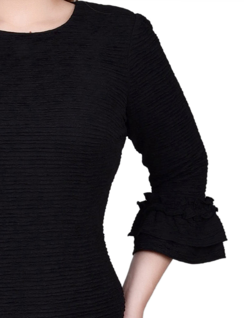 3/4 Sleeve Textured Knit Dress