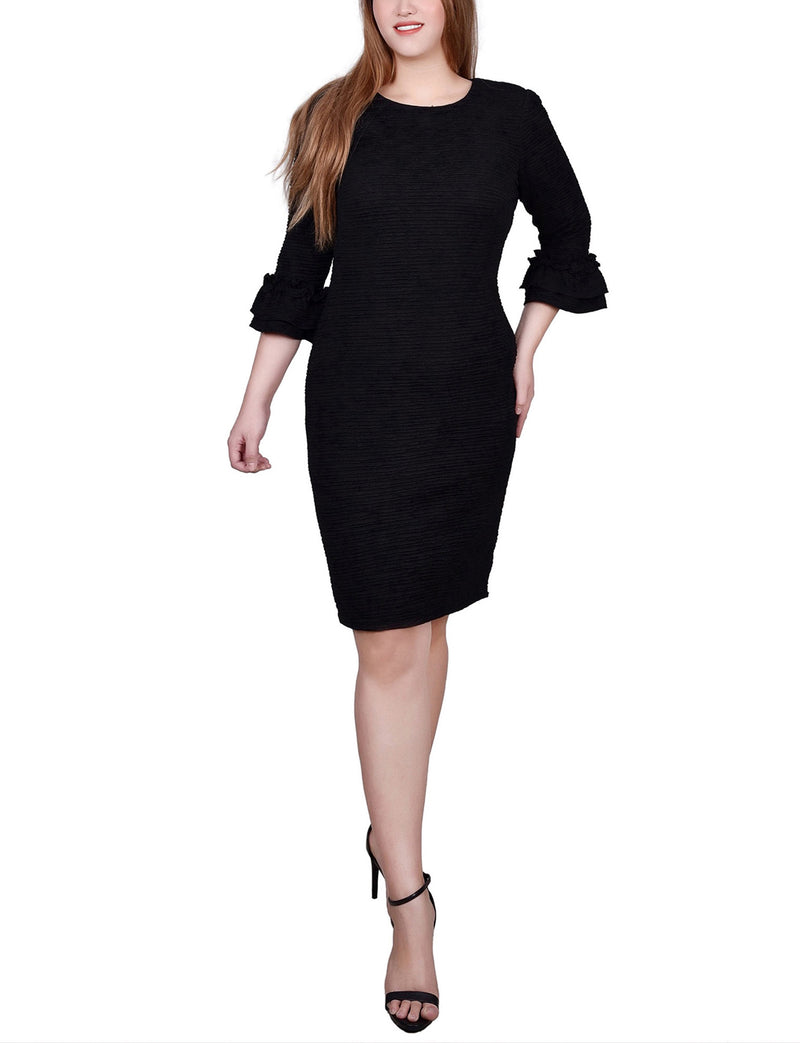 3/4 Sleeve Textured Knit Dress